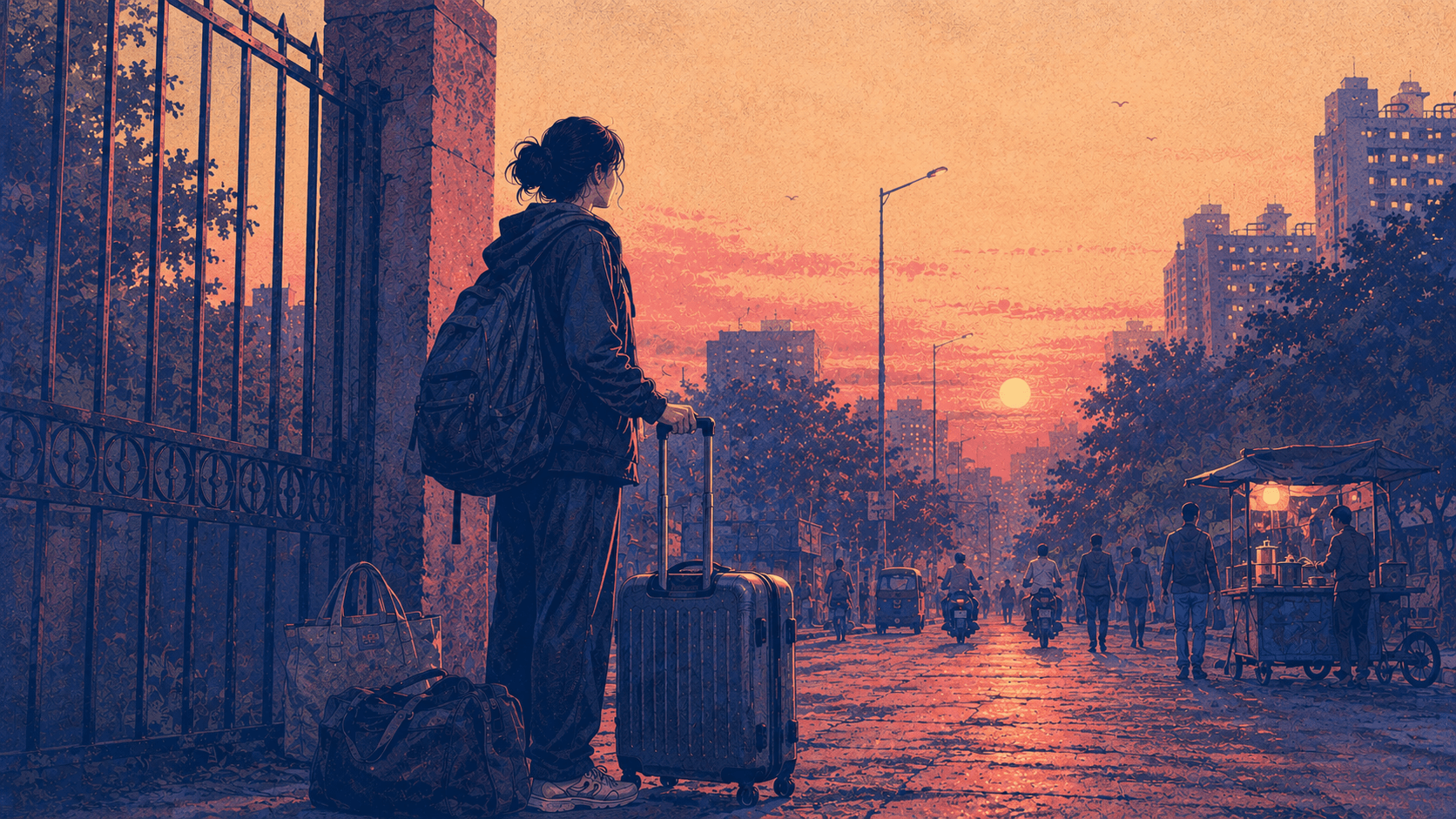 A Girl, Her Luggage and an Uncertain Morning